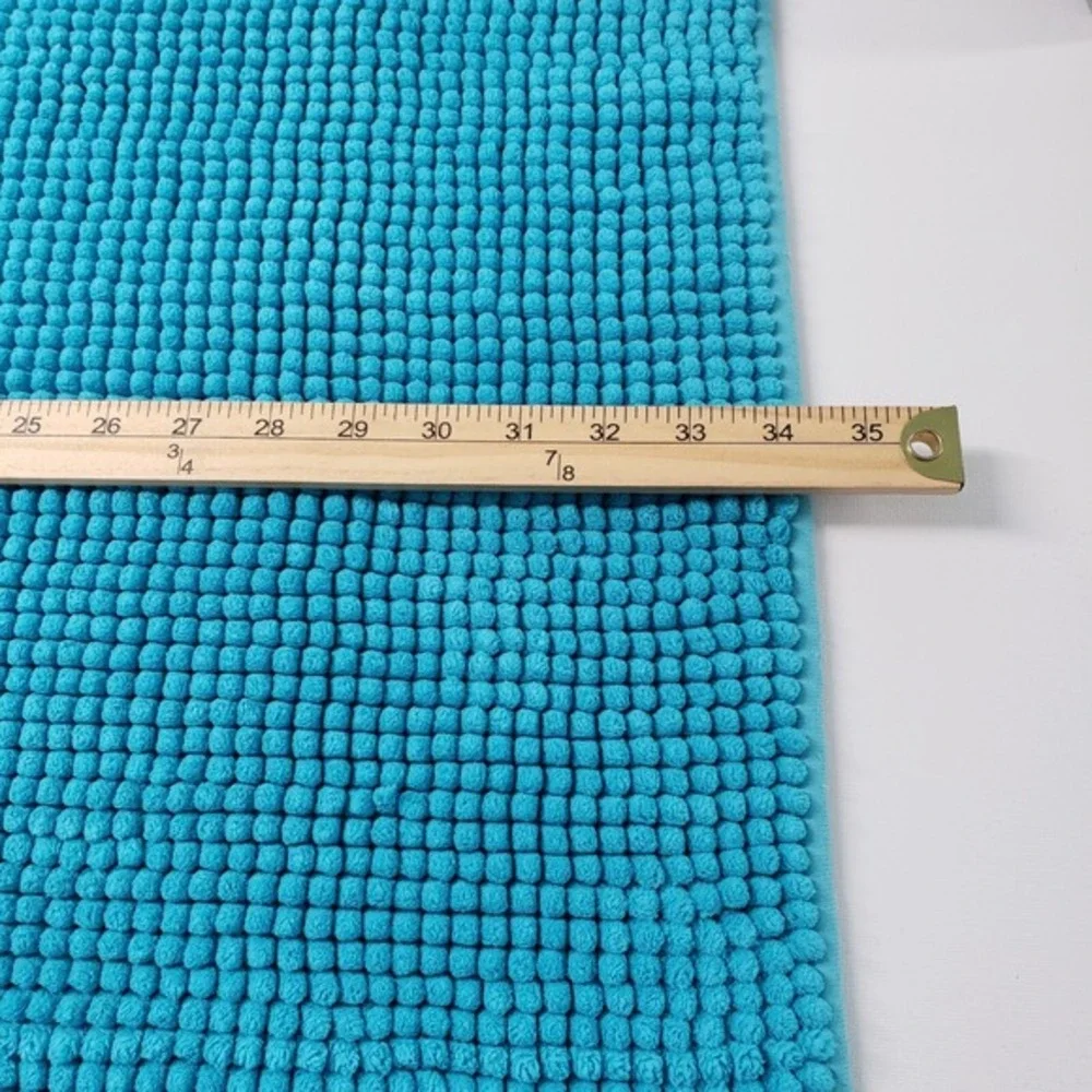 Chenille Bath Mat Rug Set of‎ 2 35x24 Turquoise Texture Spa Soft Plush Absorbent